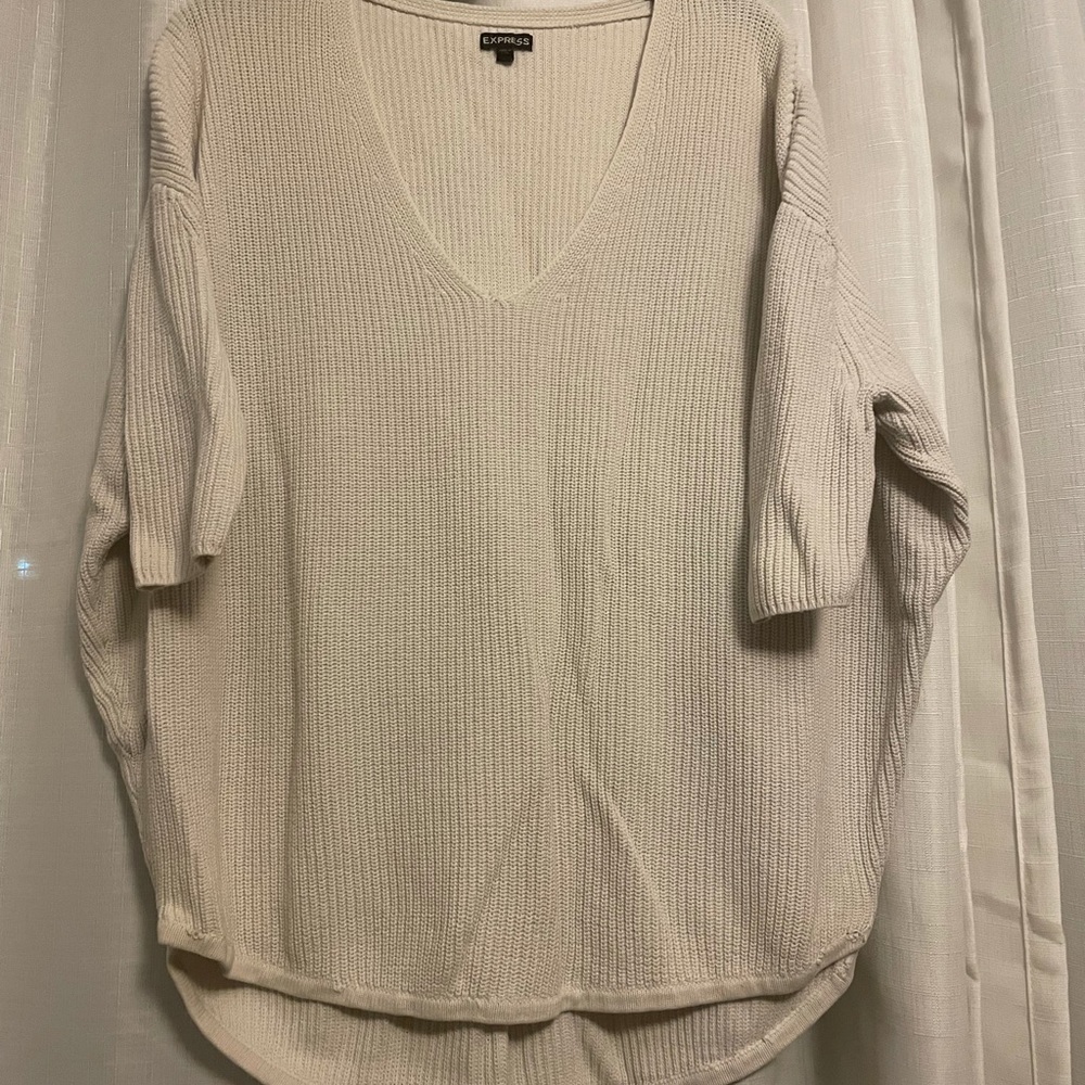 Express Cream off the shoulder sweater